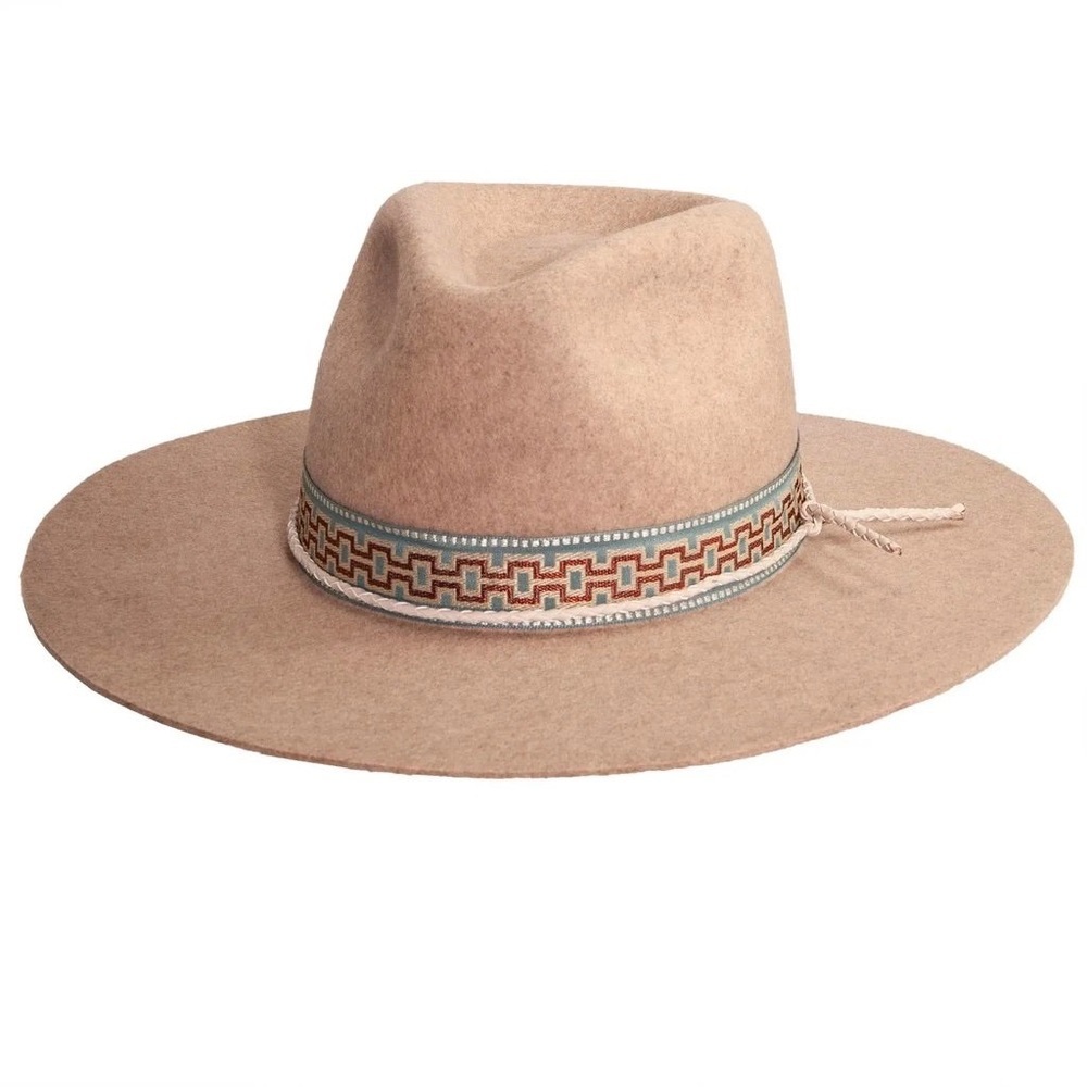 AMERICAN HAT MAKERS Maldives Moon Wide Brim Felt Fedora Size Small 55cm - Picture 14 of 14